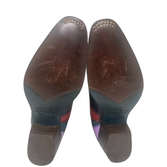 Rare John Fluevog Cairo 2.0 Striped Chelsea Ankle Boots Size 8 Boho Art to Wear - Picture 8 of 12